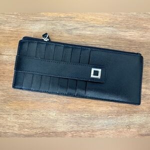 Lodis Black Leather Card Wallet Julia‎ Slim Compact Cash